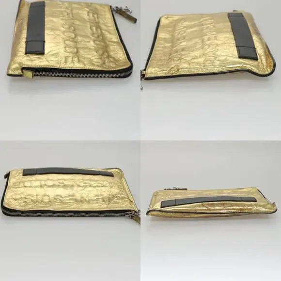 Chanel Clutch Bag Leather Gold CC - Picture 3 of 7